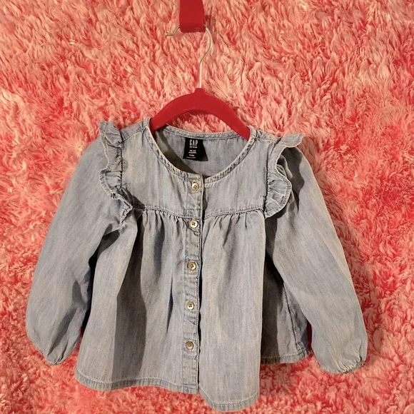 Gap Ruffled Denim Shirt - Picture 1 of 1